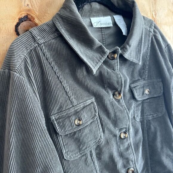 Dress Barn Gray 100% Cotton Corduroy Jacket Sz 18/20 - Picture 2 of 5